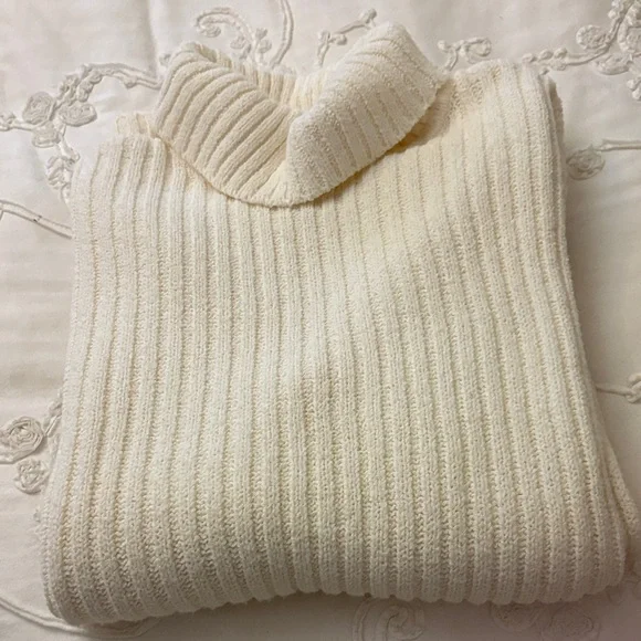 Express Cozy Cream Ribbed Turtleneck Sweater - Picture 5 of 5